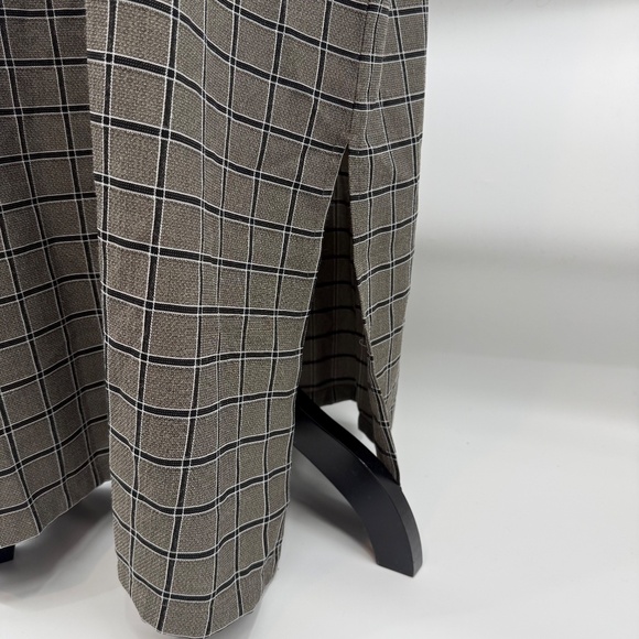Norm Thompson Dress Women 1X Gray Black Plaid Short Sleeve Maxi Office Pockets - Picture 4 of 13